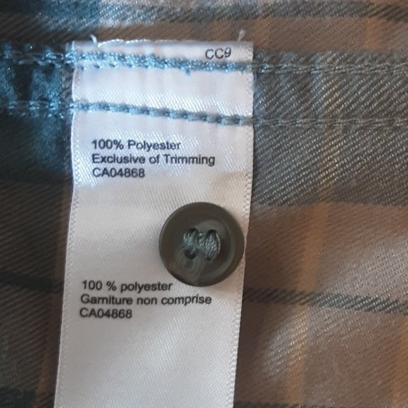 MEC Women's Plaid Button-up Collared Shirt, Beige & Green, Size Medium - Picture 13 of 14